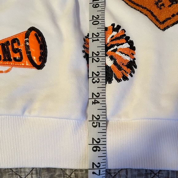 Queen of Sparkles - Orange & White Cheer Sweatshirt - XL - NWOT - Picture 6 of 9
